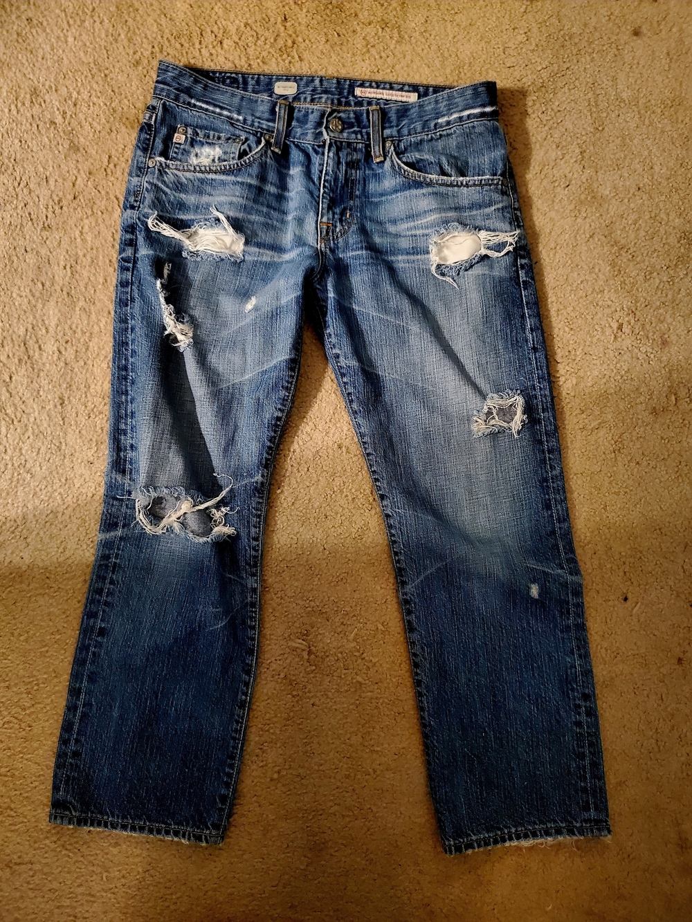 AG Jeans Ex Boyfriend Crop Distressed Women's Blue Jeans
